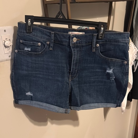 Levi's Blue Jean Shorts with Distressed Hem - Picture 1 of 2